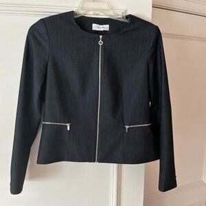 Calvin Klein Women's Navy Blazer with Silver Accents